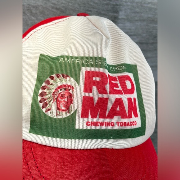 VTG Red Man Chewing Tobacco Adjustable Snapback Trucker Hat Semco USA MADE READ - Picture 3 of 16